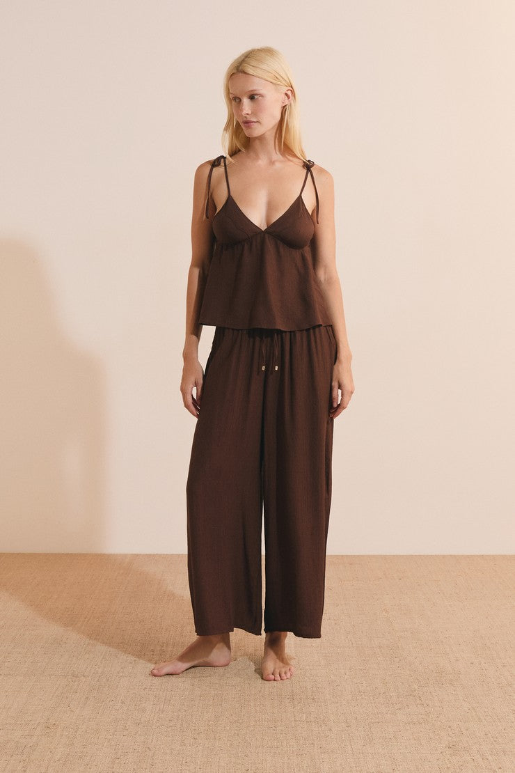 Camisole With Tied Straps - Taupe