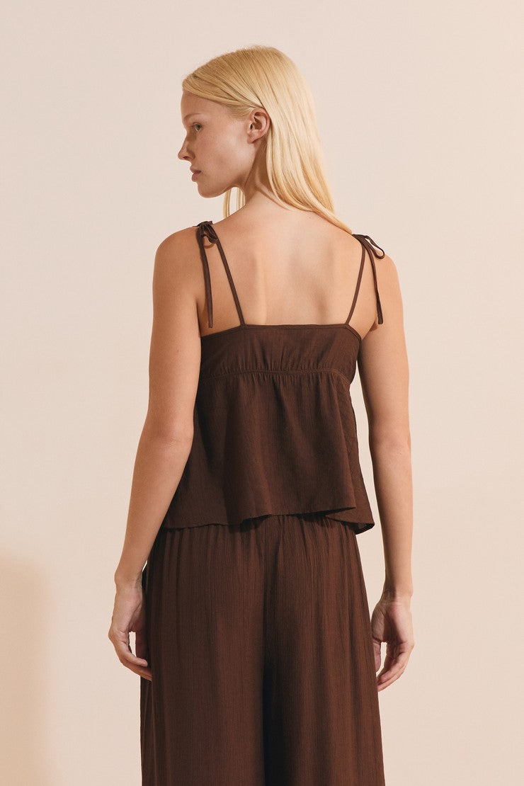Camisole With Tied Straps - Taupe