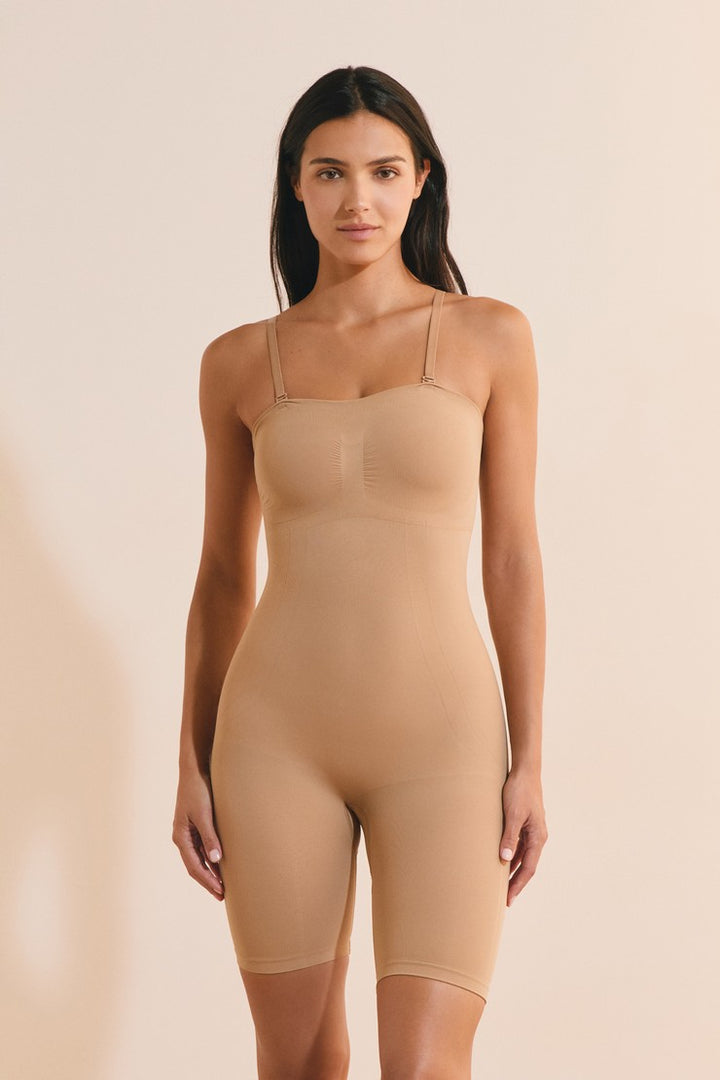 Shaping Jumpsuit With Removable Pads - Dune