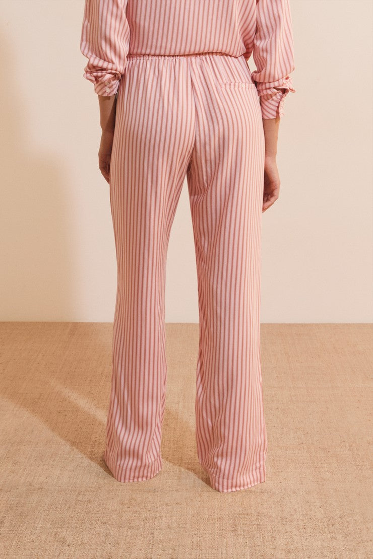 Striped Pajama Pants - Rose