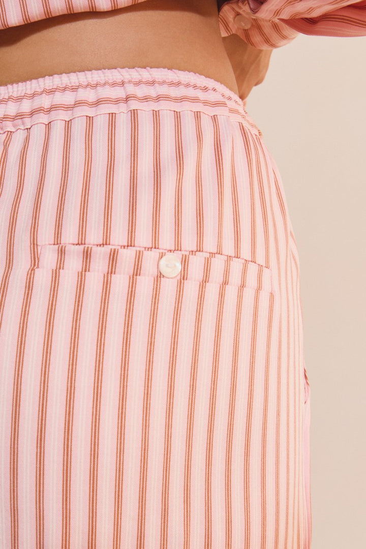 Striped Pajama Pants - Rose