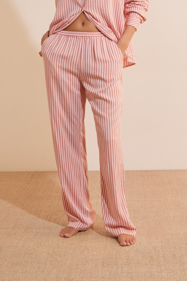 Striped Pajama Pants - Rose