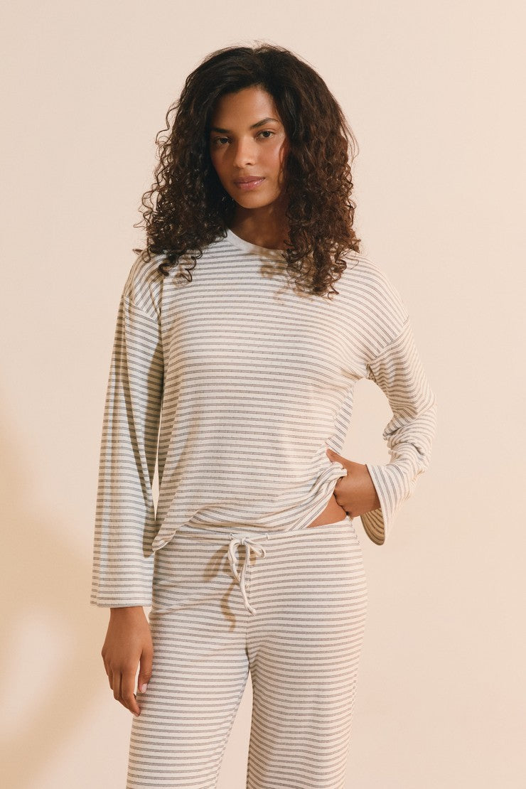 Striped Pajama Sweatshirt - Gris