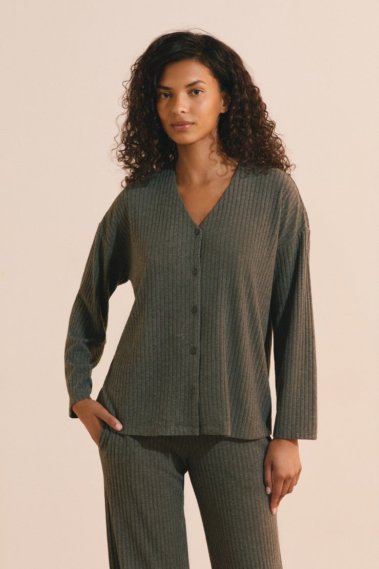 Ribbed Pajama Vest - Anthracite