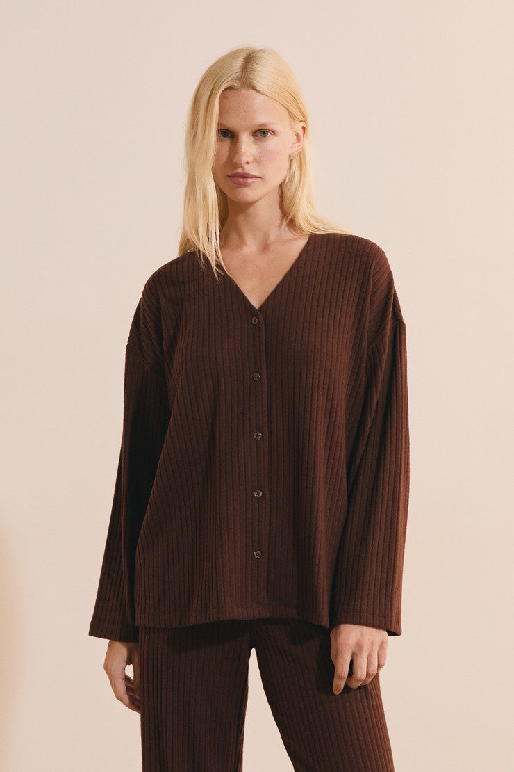 Ribbed Pajama Vest - Taupe