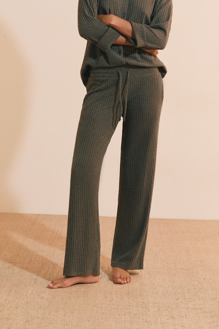 Ribbed Pajama Pants - Anthracite
