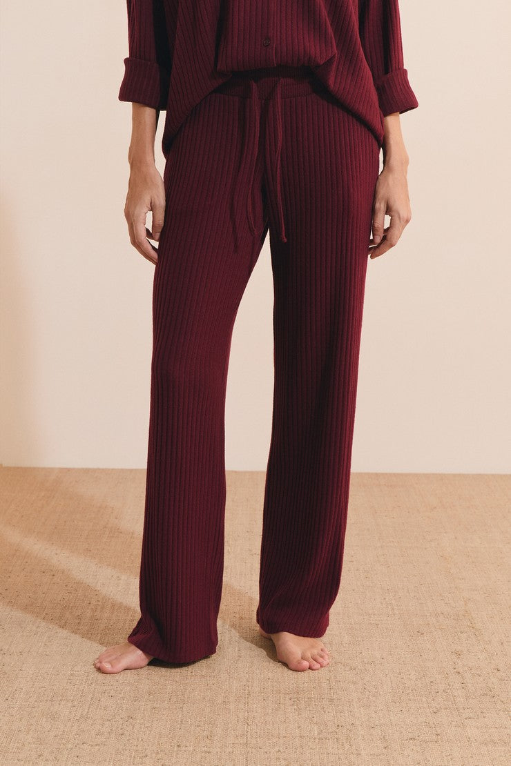Ribbed Pajama Pants - Grenadine