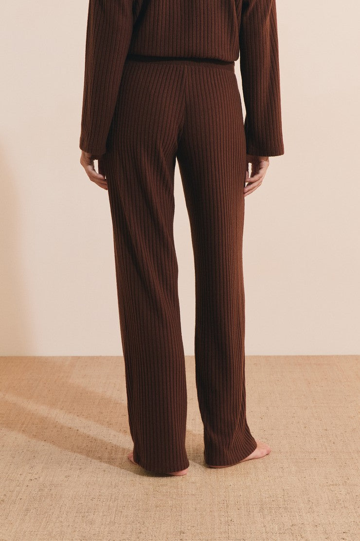 Ribbed Pajama Pants - Taupe
