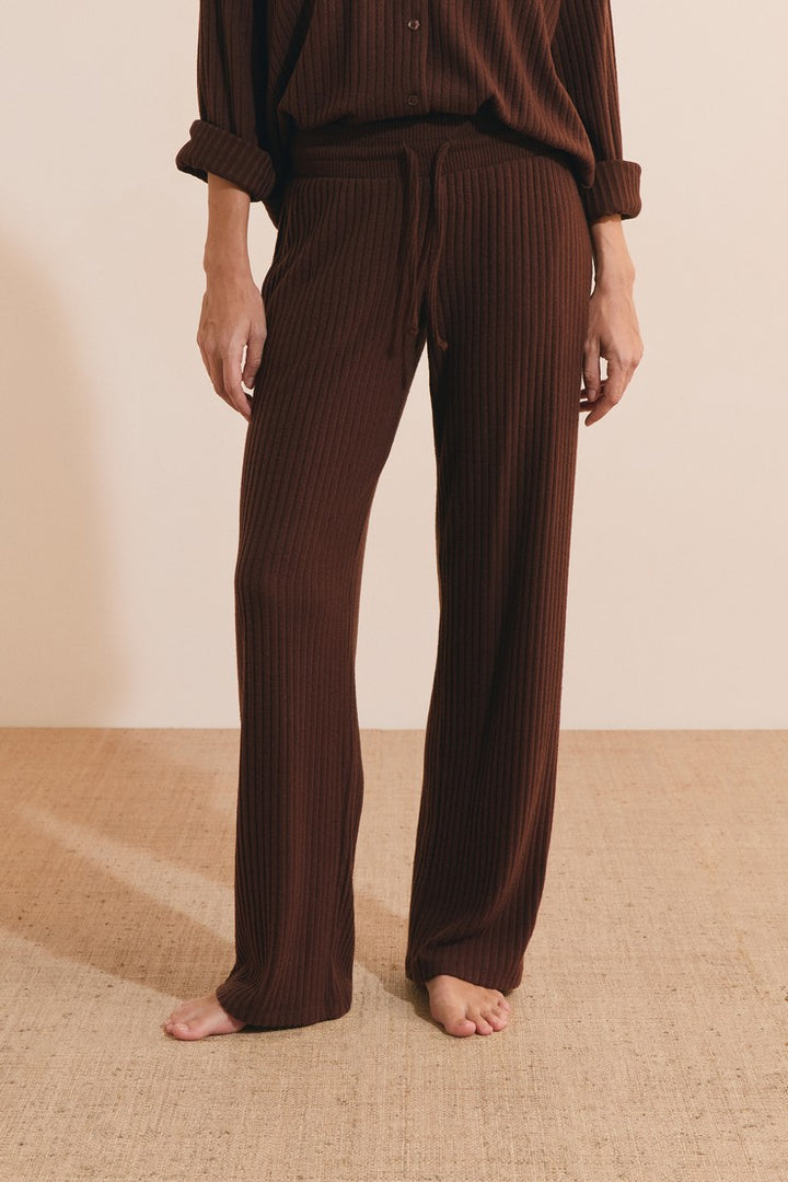 Ribbed Pajama Pants - Taupe