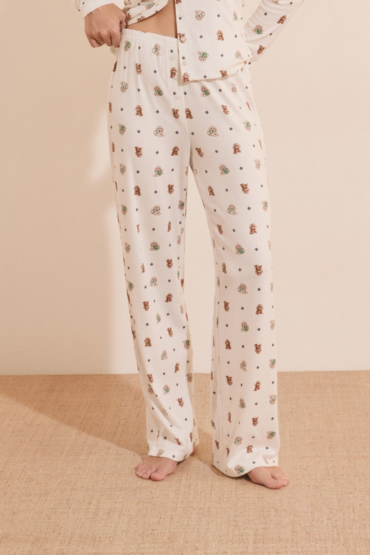 Buttoned Pajama Pants - Ecru