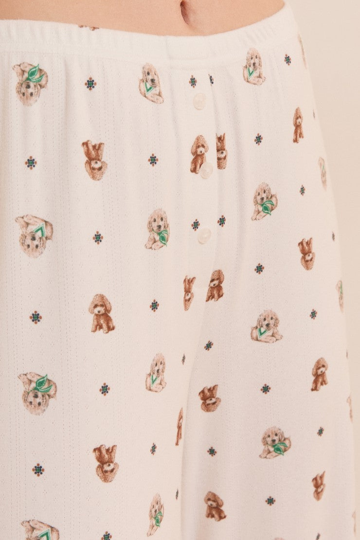 Buttoned Pajama Pants - Ecru