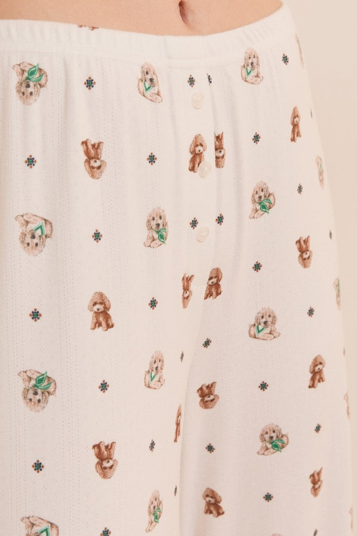 Buttoned Pajama Pants - Ecru