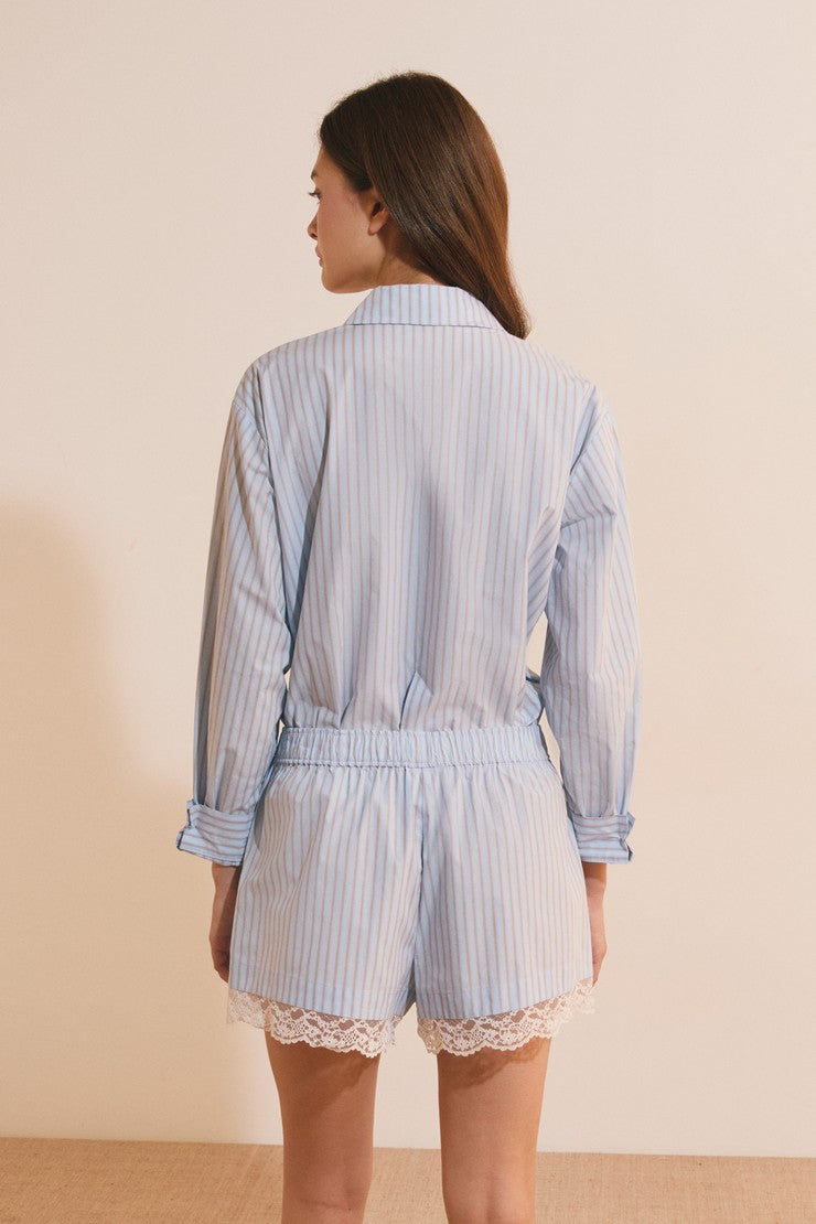 Striped Pajama Shorts - Bleu