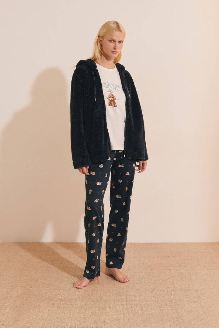 3-Piece Pajama Set With Dog Print - Marine