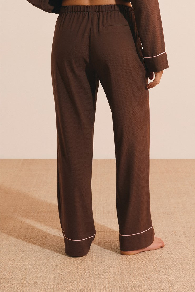 Elastic-Waist Pajama Pants - Taupe