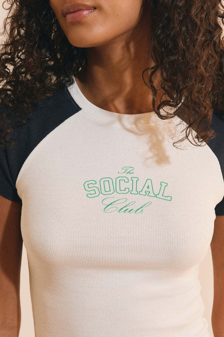 Cotton "The Social Club" T-Shirt - Ecru