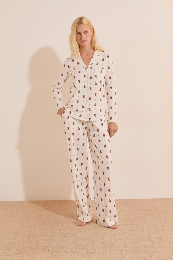 Cotton Dog-Print Shirt - Ecru
