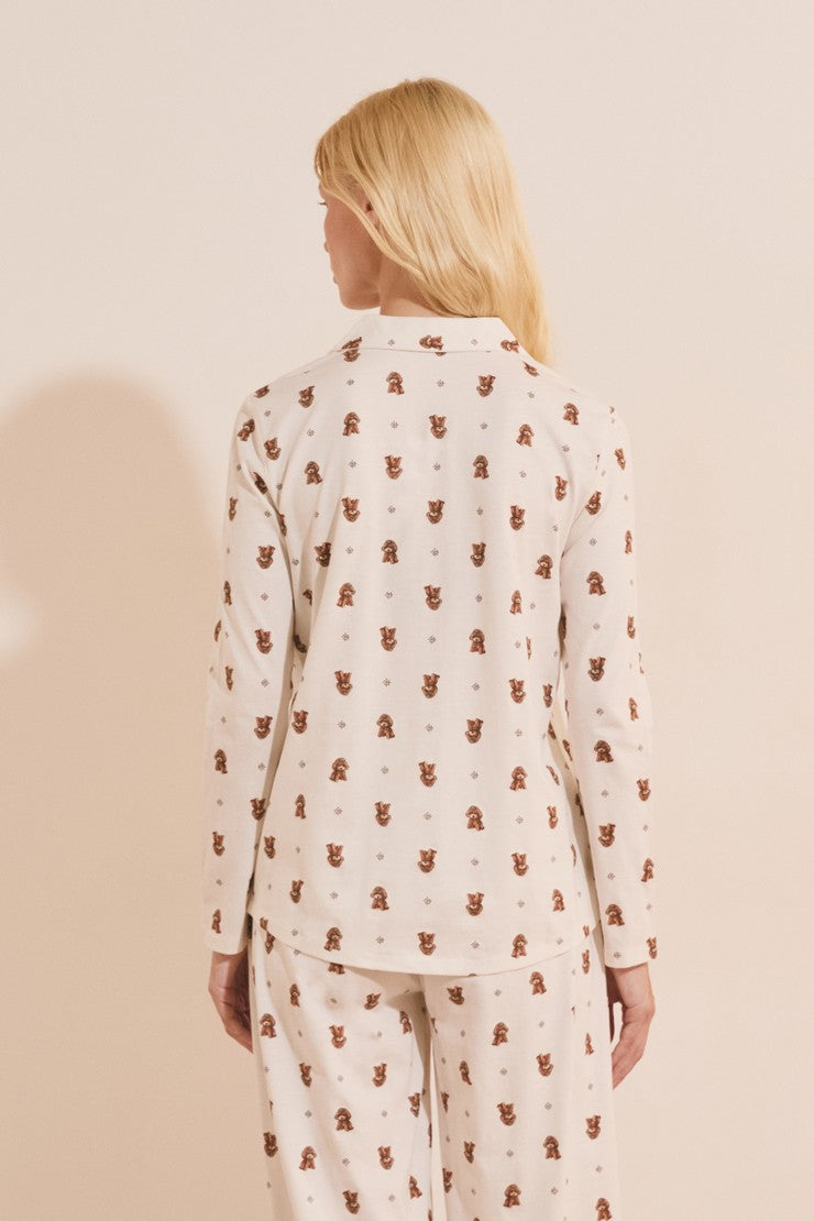 Cotton Dog-Print Shirt - Ecru