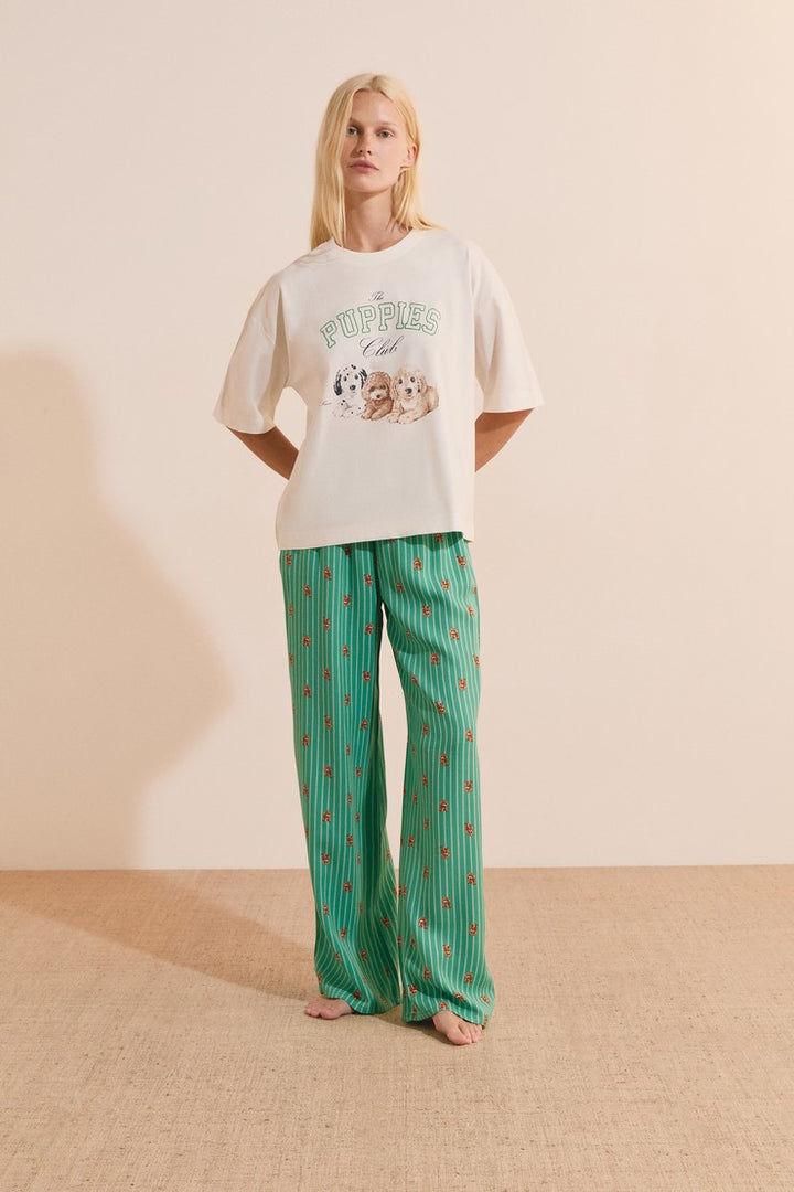 Cotton Dog-Print T-Shirt - Ecru