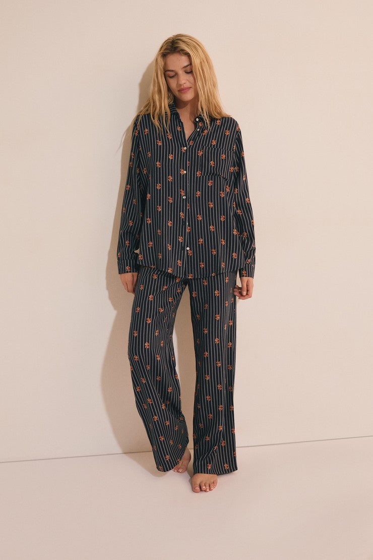 Pyjama Trousers With Dog Motifs - Encre