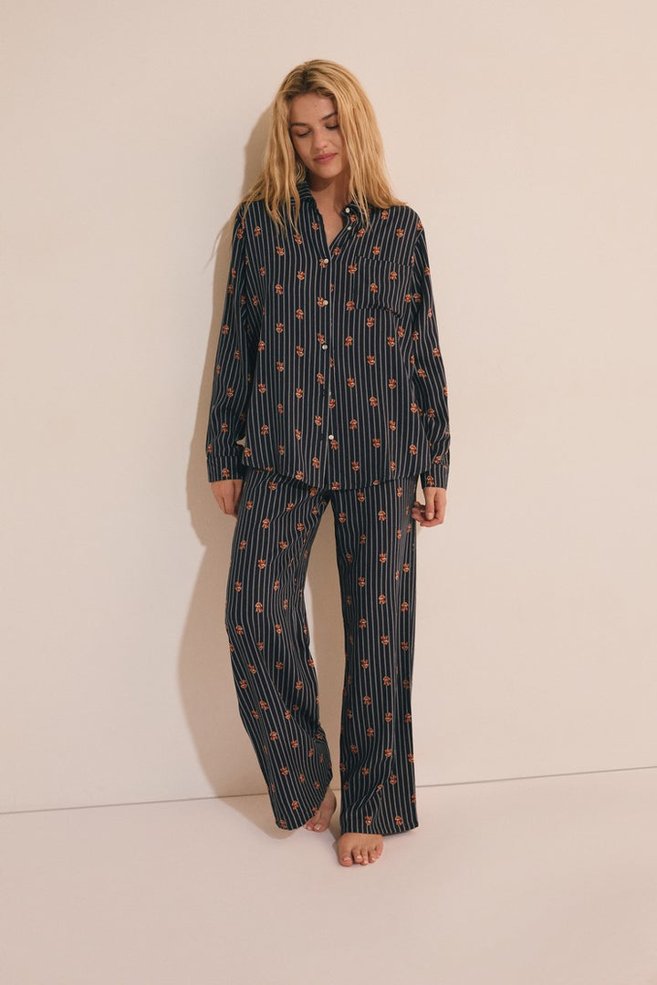 Pyjama Trousers With Dog Motifs - Encre