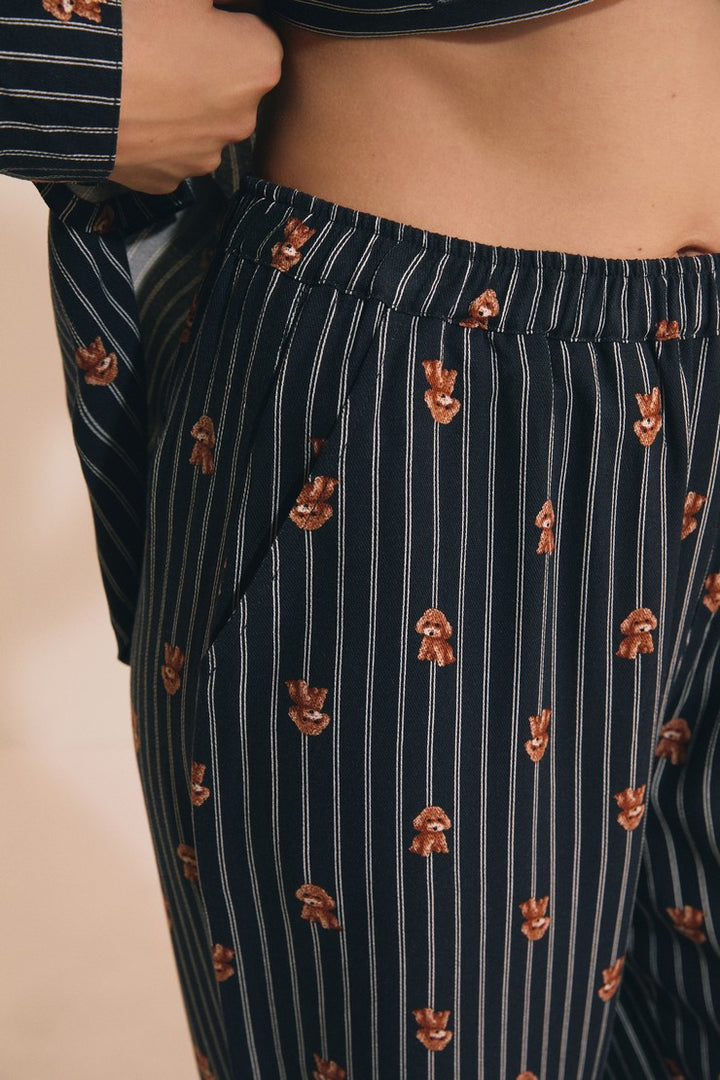 Pyjama Trousers With Dog Motifs - Encre