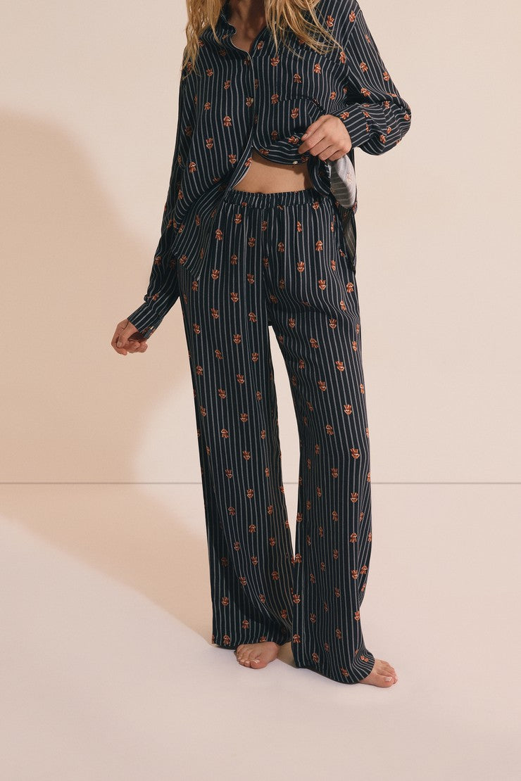 Pyjama Trousers With Dog Motifs - Encre