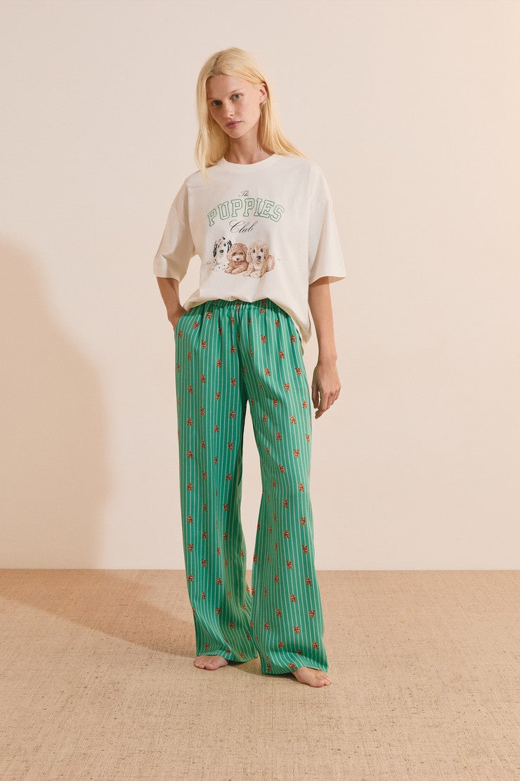 Pyjama Trousers With Dog Motifs - Vert