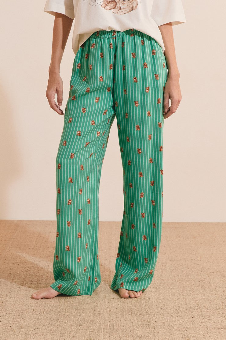 Pyjama Trousers With Dog Motifs - Vert