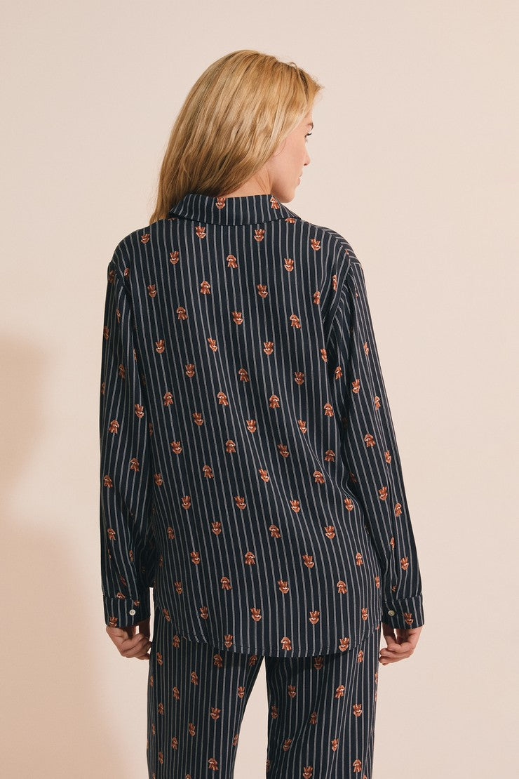 Pyjama Shirt With Dog Motifs - Encre