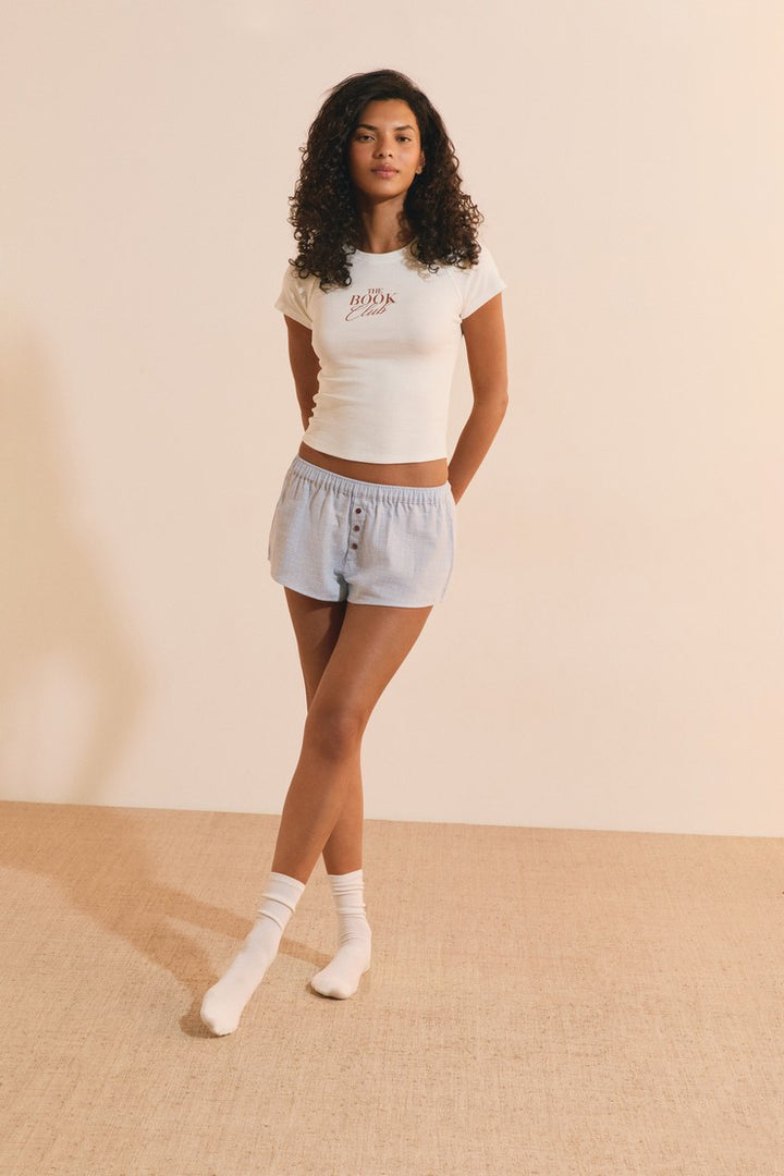 Cotton "The Book Club" T-Shirt - Ecru