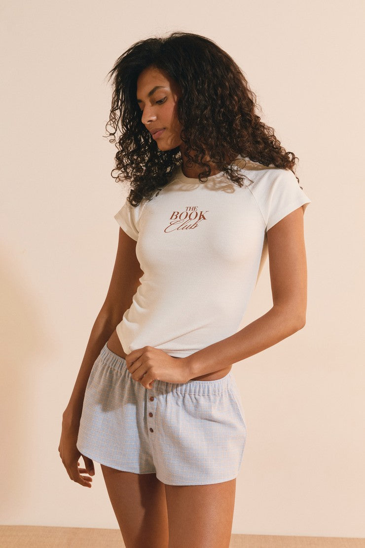 Cotton "The Book Club" T-Shirt - Ecru