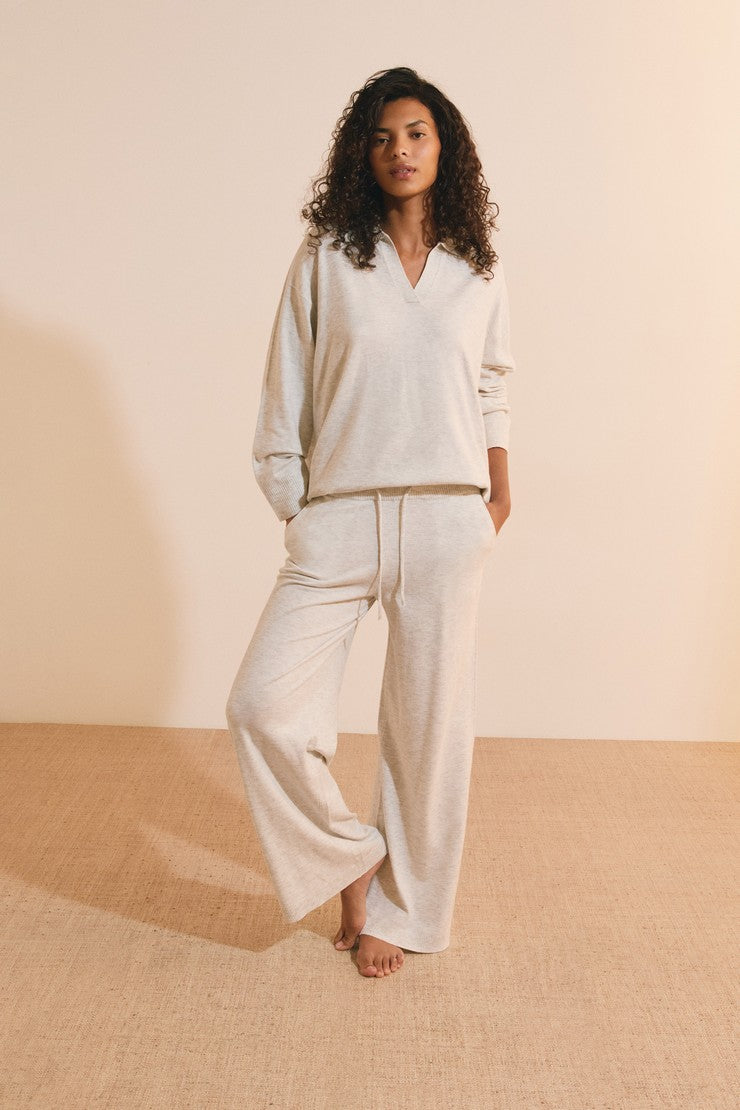 Wide-Leg Pajama Pants - Gris