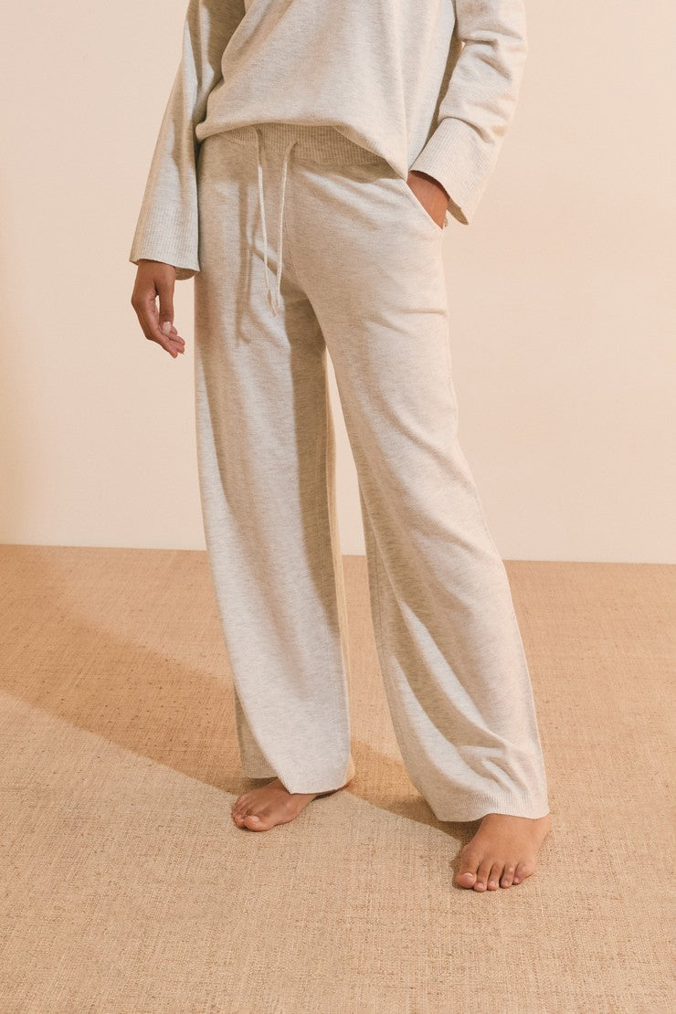 Wide-Leg Pajama Pants - Gris
