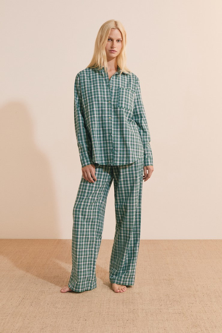 Long-Sleeve Cotton Check Shirt - Vert