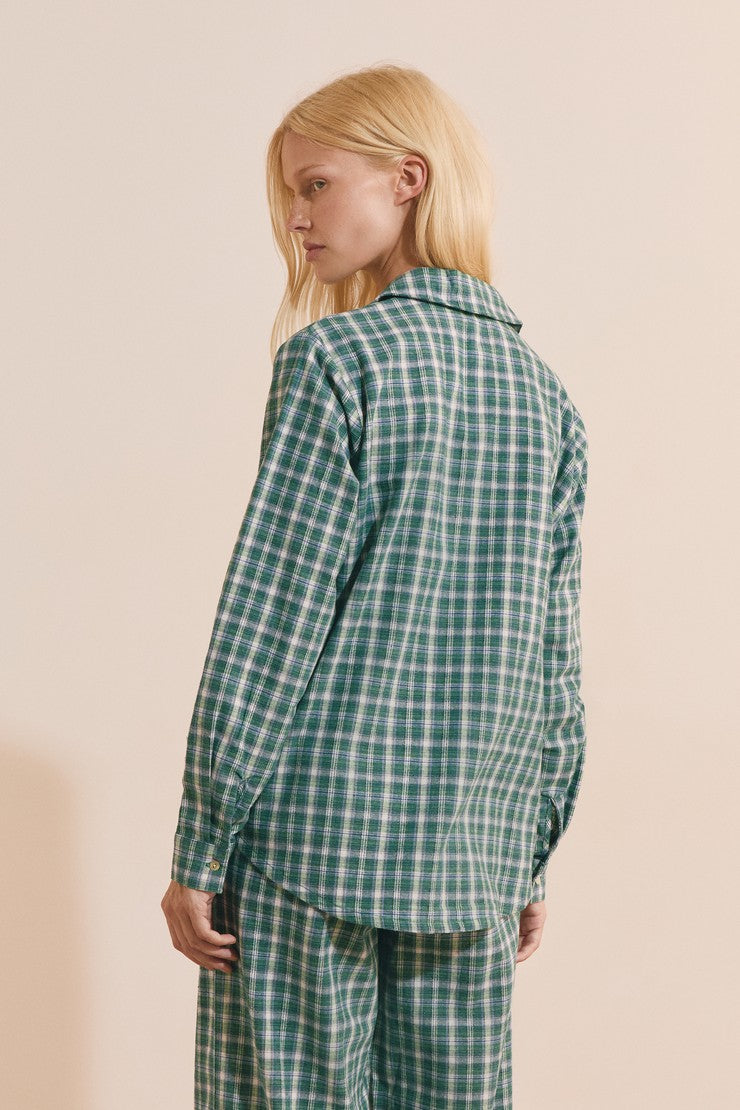 Long-Sleeve Cotton Check Shirt - Vert