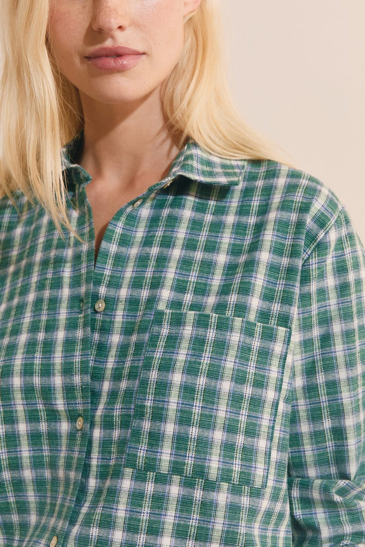 Long-Sleeve Cotton Check Shirt - Vert