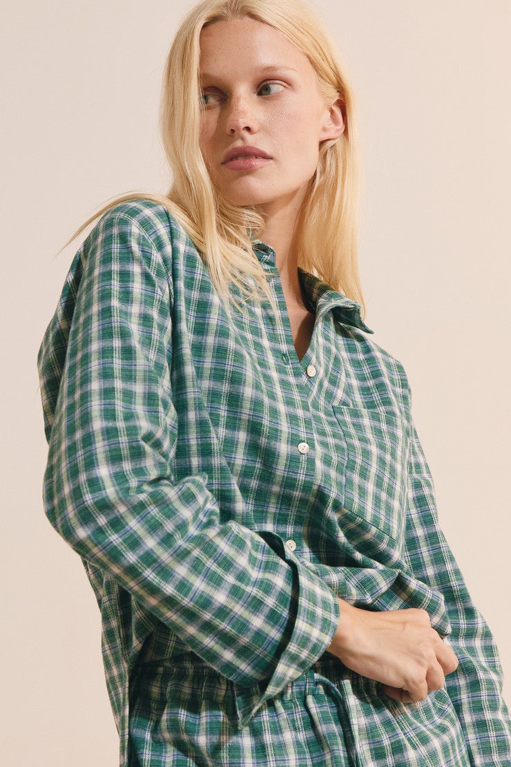 Long-Sleeve Cotton Check Shirt - Vert