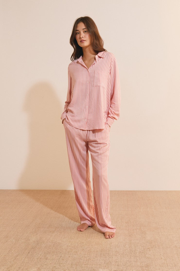 Striped Pajama Shirt - Rose