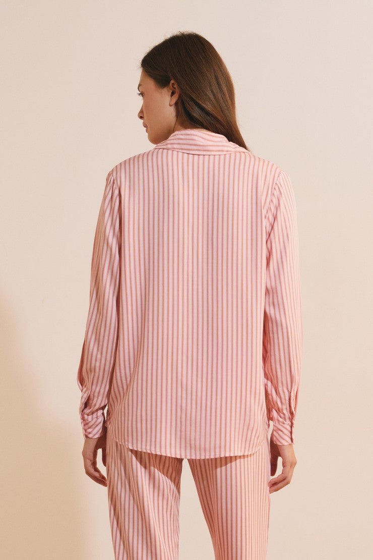 Striped Pajama Shirt - Rose
