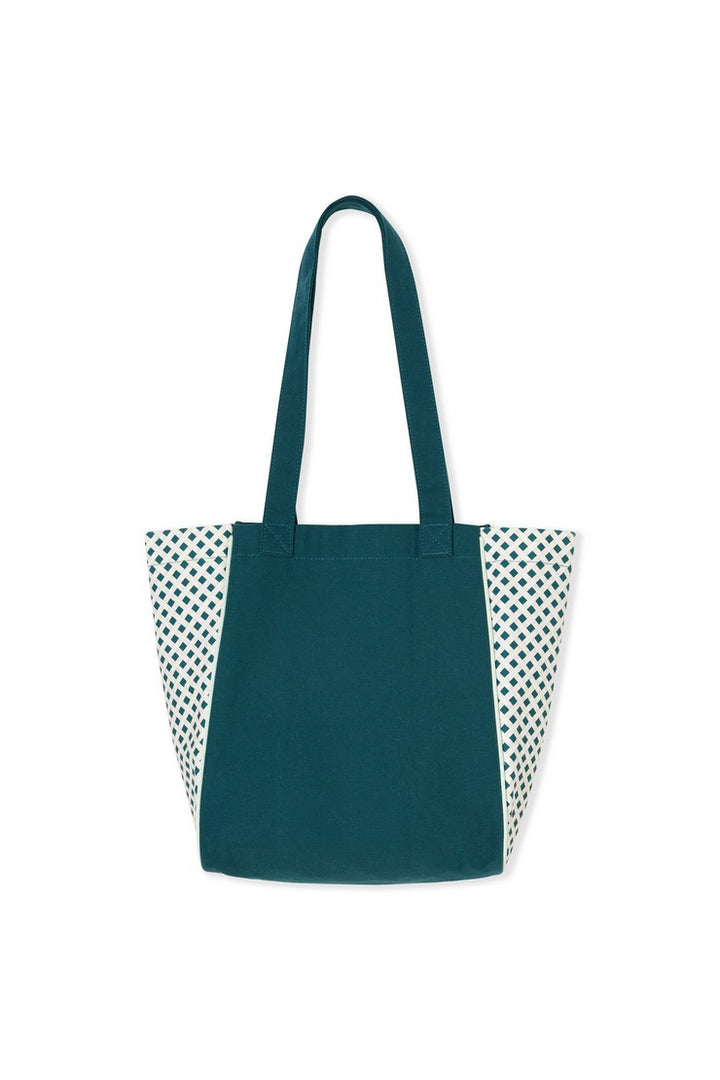 Printed Cotton Tote Bag - Imp Fond Vert