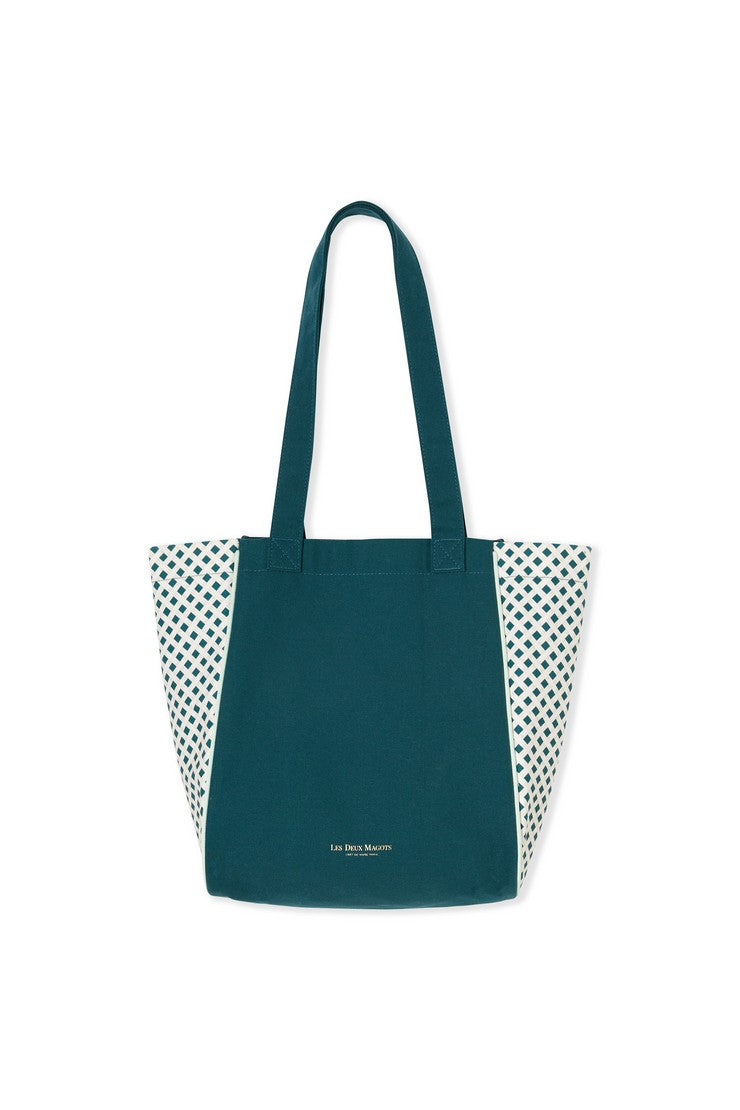 Printed Cotton Tote Bag - Imp Fond Vert