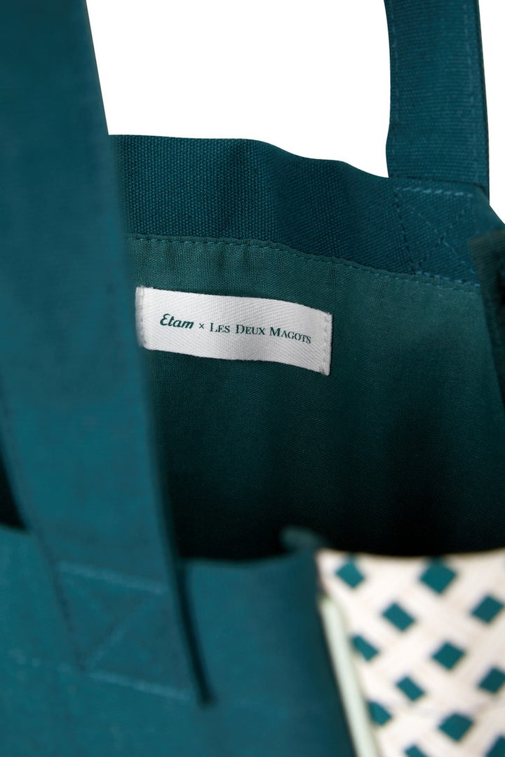 Printed Cotton Tote Bag - Imp Fond Vert