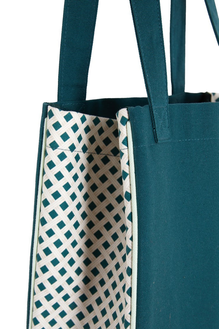 Printed Cotton Tote Bag - Imp Fond Vert