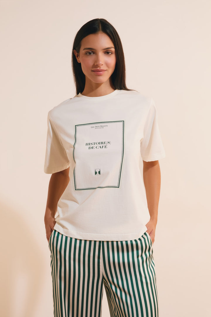Cotton Message T-Shirt - Beige