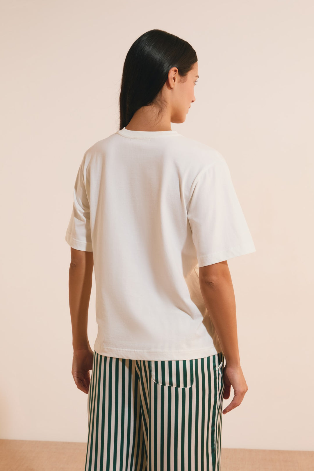 Cotton Message T-Shirt - Beige