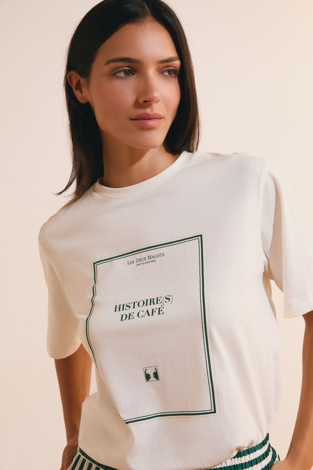 Cotton Message T-Shirt - Beige
