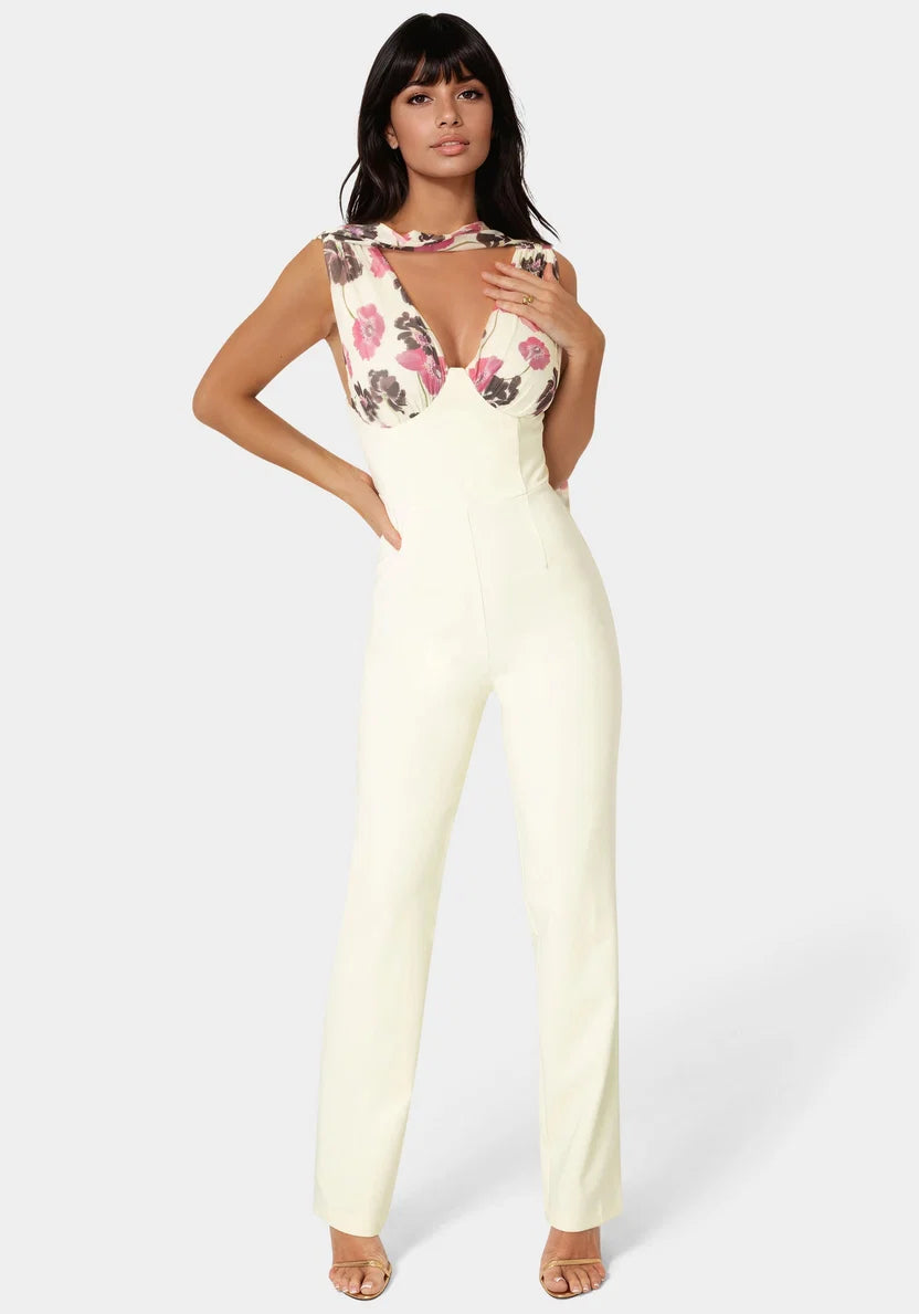 Scarf-detailed Wide Leg Jumpsuit