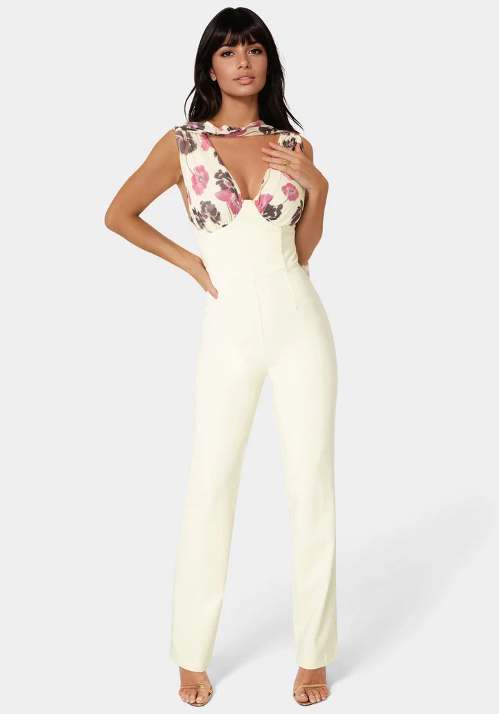 Scarf-detailed Wide Leg Jumpsuit