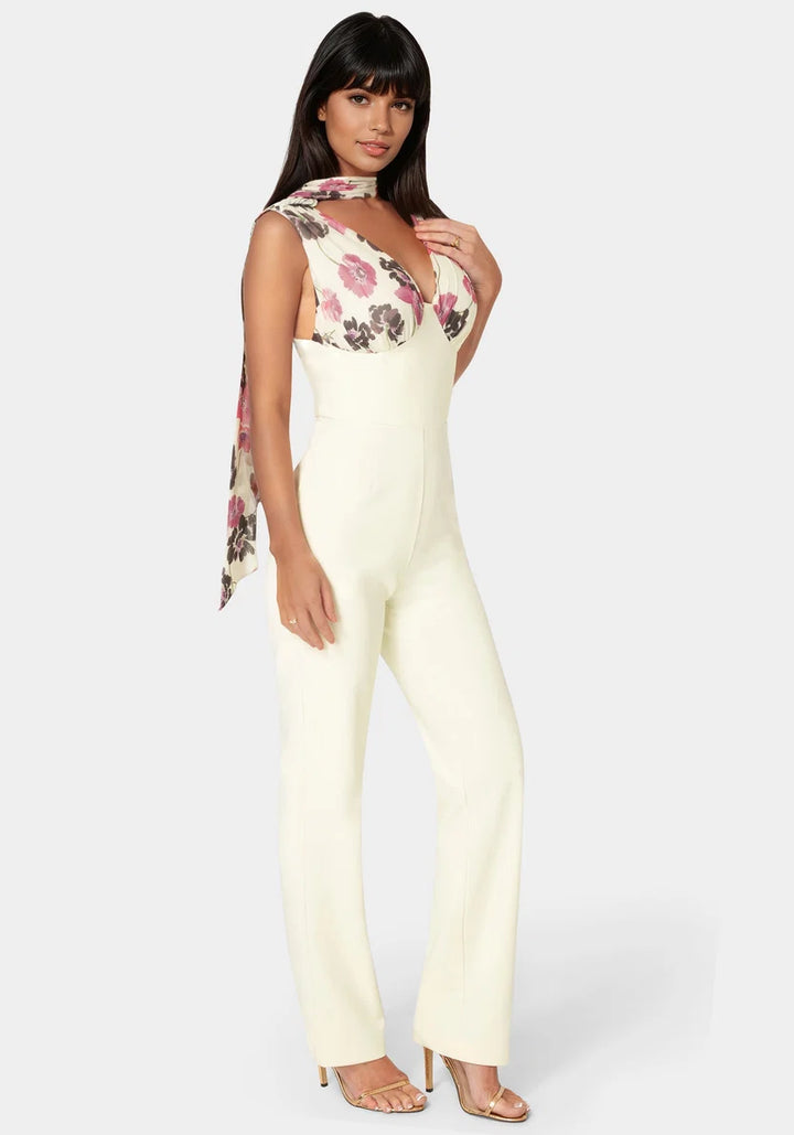 Scarf-detailed Wide Leg Jumpsuit